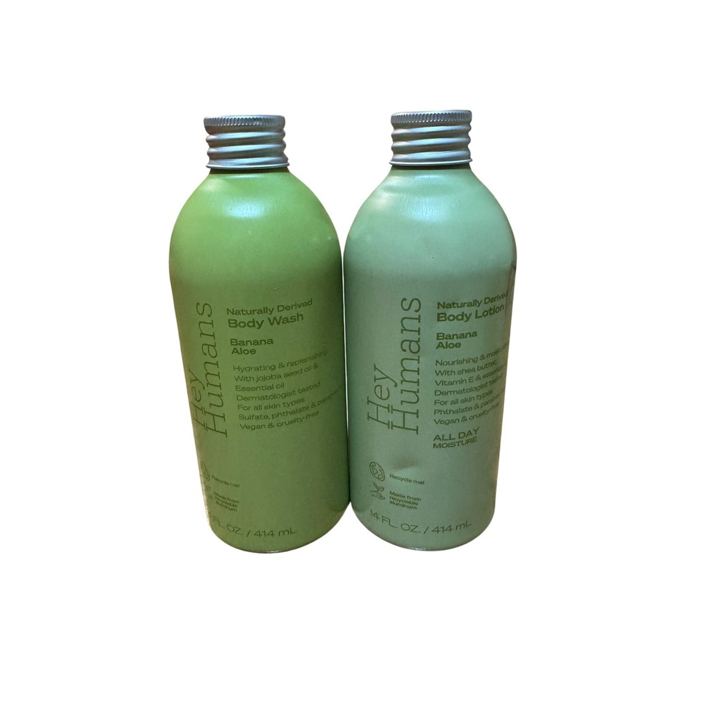Hey Humans Body Wash and Body Lotion Banana Aloe Set 14oz